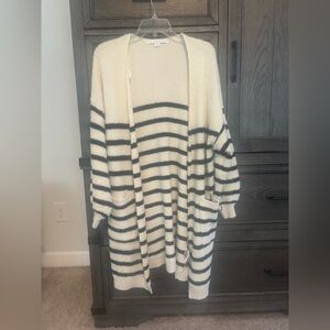 Black and Cream Striped Cardigan